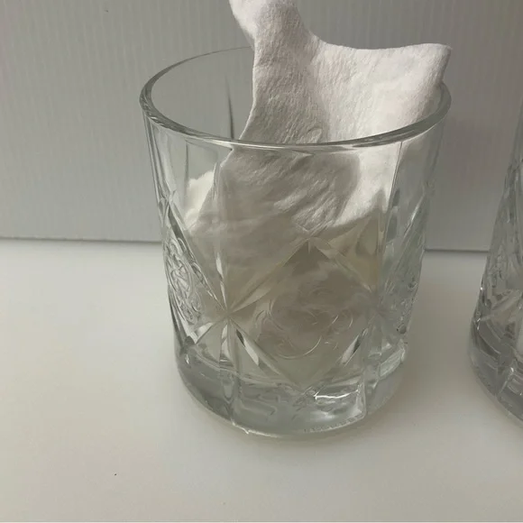 DEWAR’S (2) Scotch Whiskey Glasses Celtic Truth Knot Set of 2 Heavy Cut Glass - Picture 6 of 9